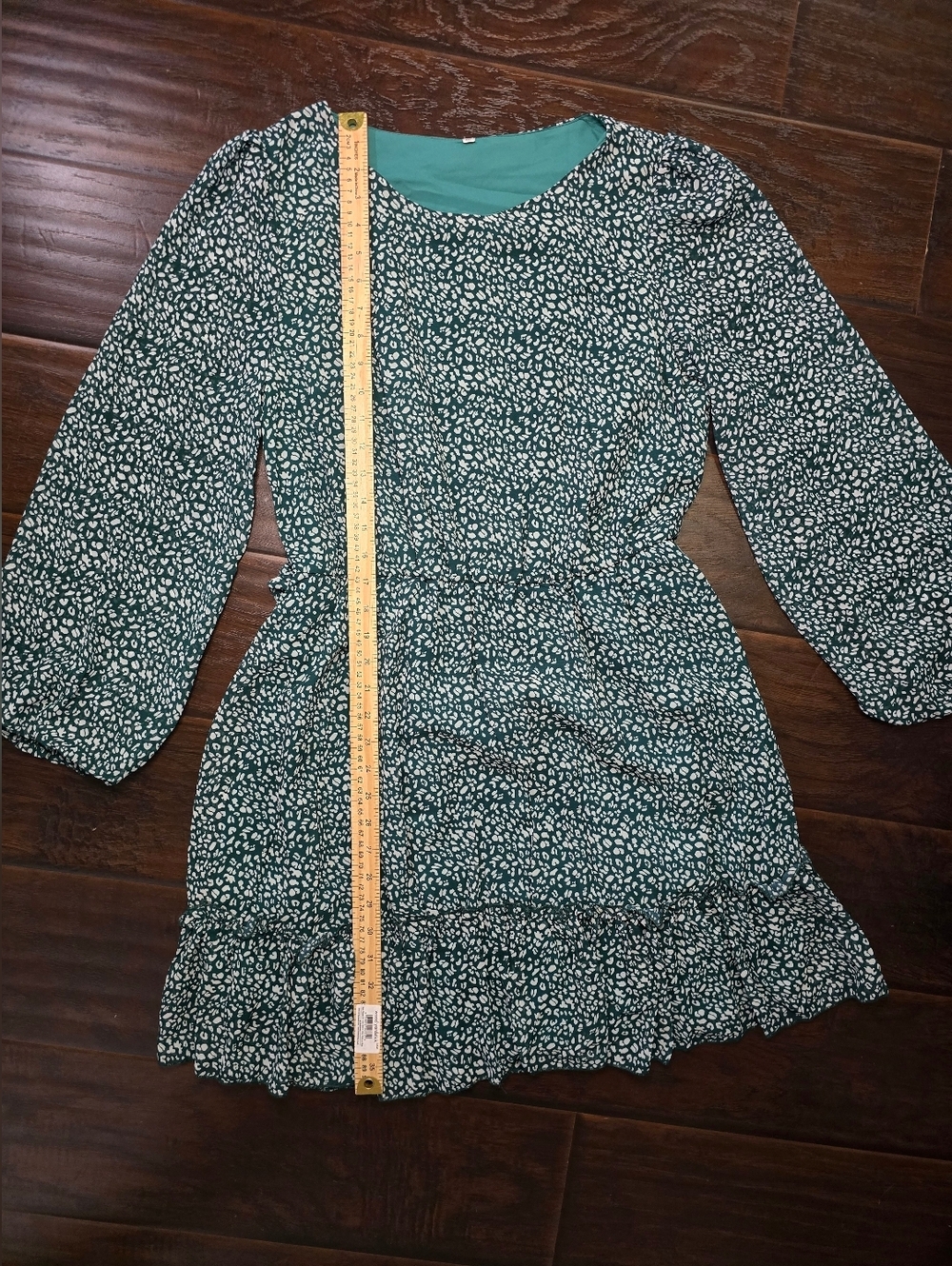 Ladies Casual Green Floral Chiffon Ruffle Long Sleeve Dress XL - Picture 4 of 10